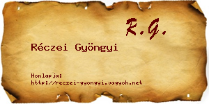 Réczei Gyöngyi névjegykártya